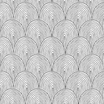 Landscape Hillside seamless pattern in black and white Stock Illustration