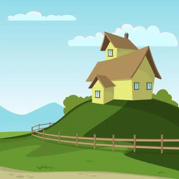 Landscape With House Stock Illustration