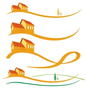 Landscape house set Stockillustratie