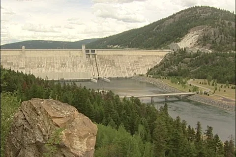 Landscape with Hydropower Dam Stock Footage 93056629