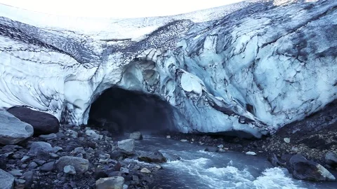 Landscape ice cave with the river Stock Footage 84756405