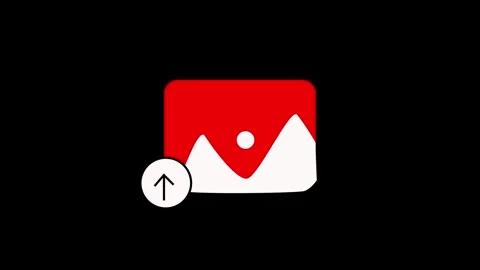 Landscape icon animation with upload arrow. Landscape icon digital media sy.. 動画素材 337616843
