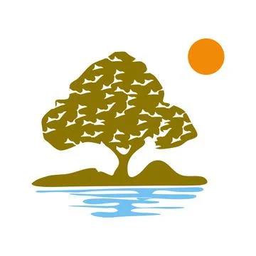 Landscape icon logo design template Stock Illustration