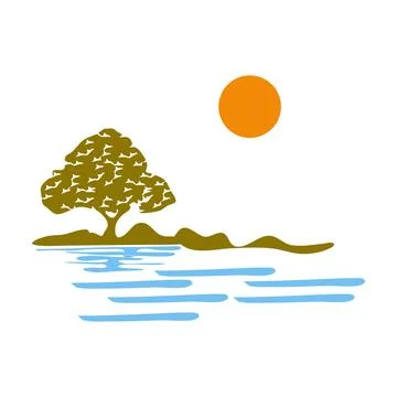 Landscape icon logo design template Stock Illustration