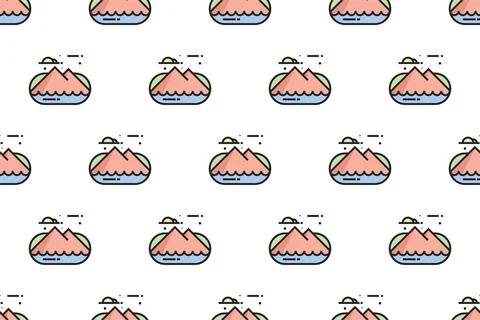 Landscape icon seamless pattern background template Stock Illustration