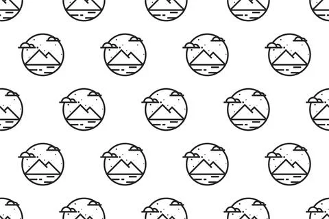 Landscape icon seamless pattern background template 스톡 일러스트