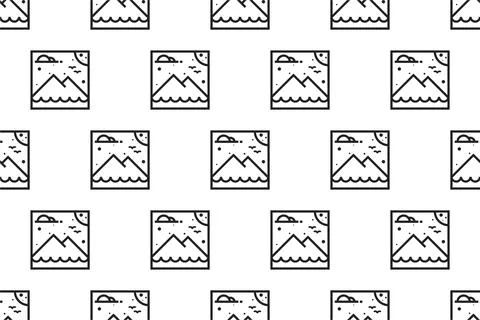 Landscape icon seamless pattern background template 스톡 일러스트
