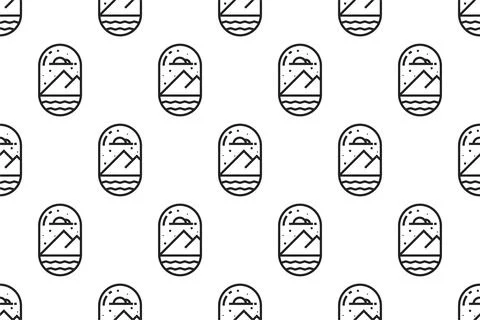 Landscape icon seamless pattern background template 스톡 일러스트
