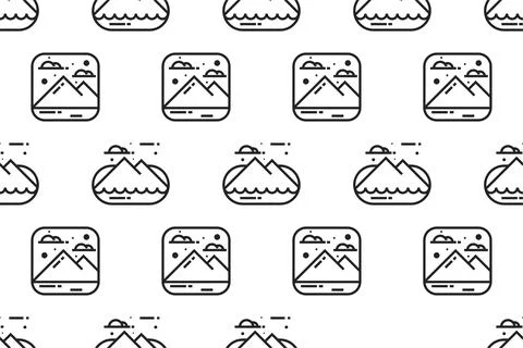 Landscape icon seamless pattern background template 스톡 일러스트