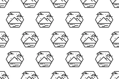 Landscape icon seamless pattern background template 스톡 일러스트