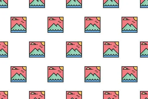 Landscape icon seamless pattern background template 스톡 일러스트