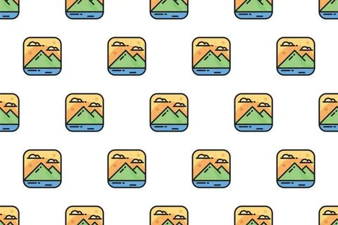 Landscape icon seamless pattern background template 스톡 일러스트