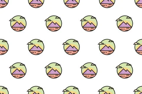Landscape icon seamless pattern background template 스톡 일러스트