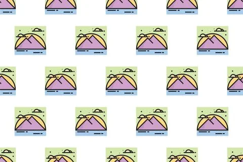 Landscape icon seamless pattern background template Stock Illustration