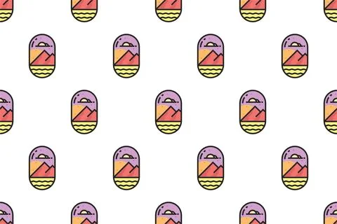 Landscape icon seamless pattern background template Stock Illustration