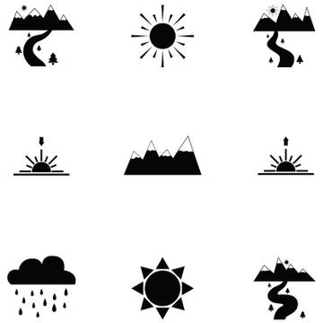 Landscape icon set Illustrazione stock