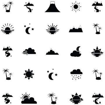 Landscape icon set Illustrazione stock