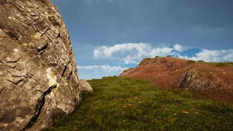 Landscape to illustrate sustainable development goals, and ecosystem protec.. Stock Illustration
