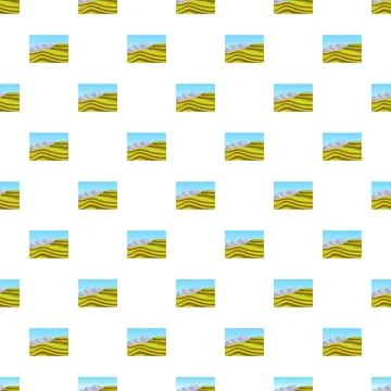 Landscape illustration pattern with rolling hills and mountains Stock Illustration