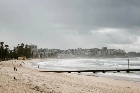 Landscape image of almost an empty beach at Manly Beach outdoor at daytime .. Stock Photos