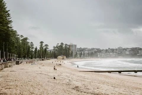 Landscape image of almost an empty beach at Manly Beach outdoor at daytime .. Stock Photos