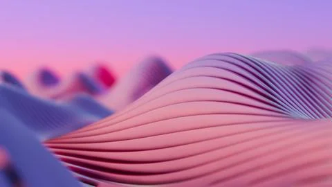 This Landscape Image features a minimalist design of retro waves with a sun,  Stock Illustration