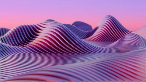 This Landscape Image features a minimalist design of retro waves with a sun,  イラスト素材