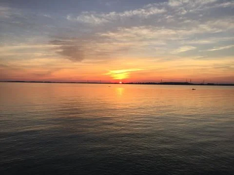 Landscape image of sunset over river 库存照片