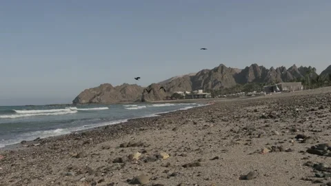 Landscape image of waves at the coast of Muscat, Gulf of Oman. Stock Footage 151602173