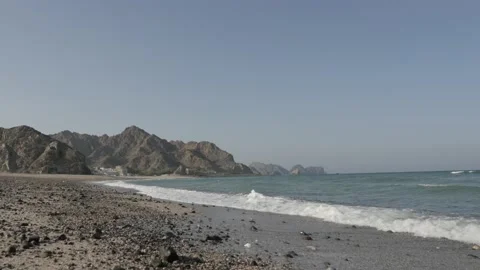 Landscape image of waves at the coast of Muscat, Gulf of Oman. Stock Footage 151602243