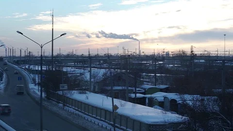The landscape of the industrial city Stock Footage
