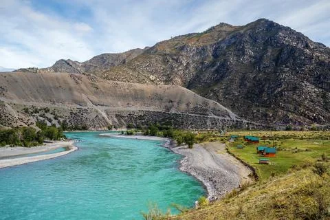 Landscape with the Katun River Stock Photos