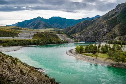 Landscape with the Katun River Stock Photos