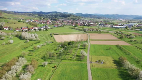 Landscape of the Kinzig valley with a view of Ohlsbach in the Black Forest Stock Footage 137947080
