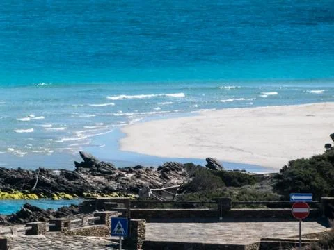 Landscape of La Pelosa beach Stock Photos