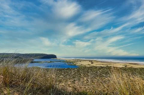Landscape with a lagoon Stock Photos