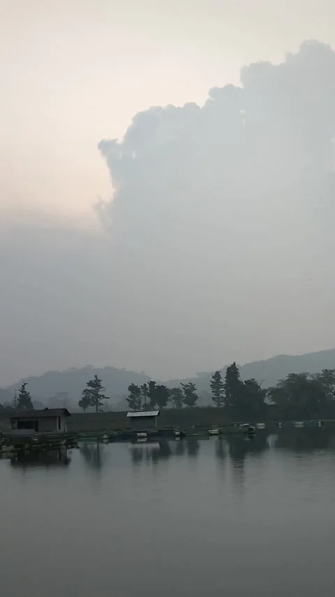 Landscape of Lake Cirata, West Java, Indonesia (No Audio) Vídeo Stock 310891715