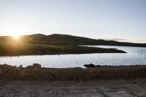 Landscape with a lake Stock Photos