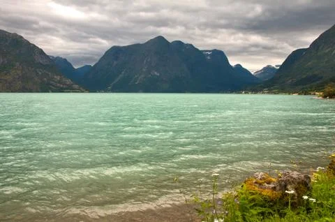 Landscape with lake Stock Photos