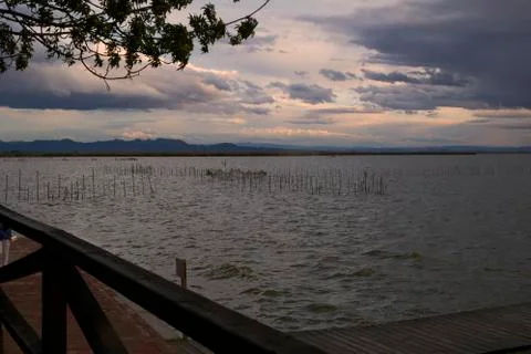 Landscape of a lake with storm clouds Stock Photos
