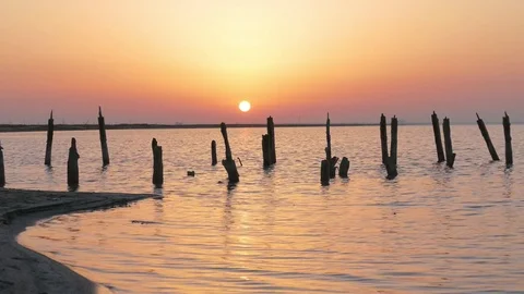 Landscape of lake at sunset Stock Footage 77734040