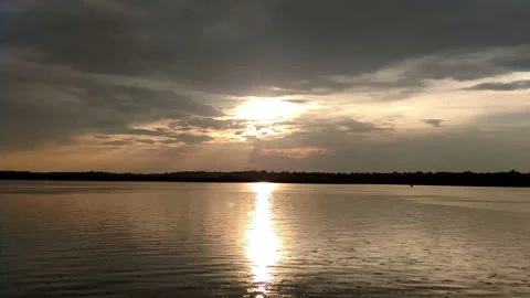 Landscape of the lake at sunset in the rain Stock Footage 94472966