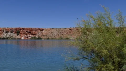 Landscape Lea Lake Bottomless Lakes State Park New Mexico USA Stock Footage 101516871