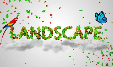 Landscape leaves particles 3D 스톡 일러스트