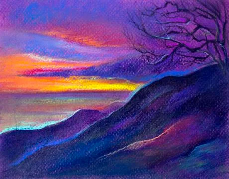Landscape in lilac tones Illustrazione stock