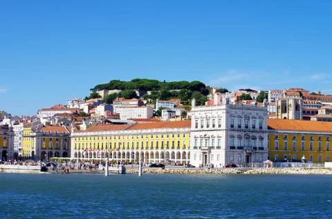 Landscape of lisbon, square of commerce Stock Photos