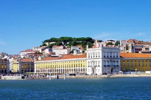Landscape of lisbon, square of commerce Stock Photos