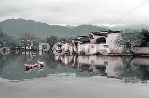 Landscape of local dwellings in East China Stock Photos