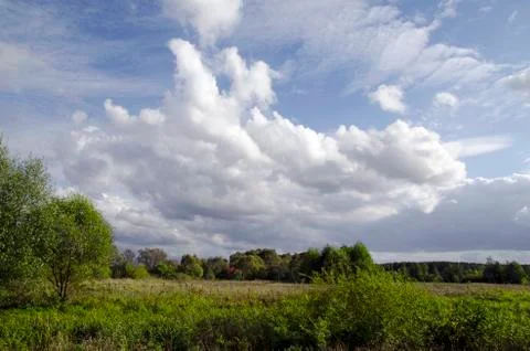 Landscape with low clouds Stock Photos