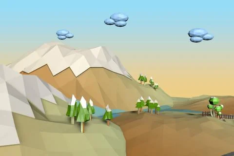 Landscape Low Poly Stock Illustration